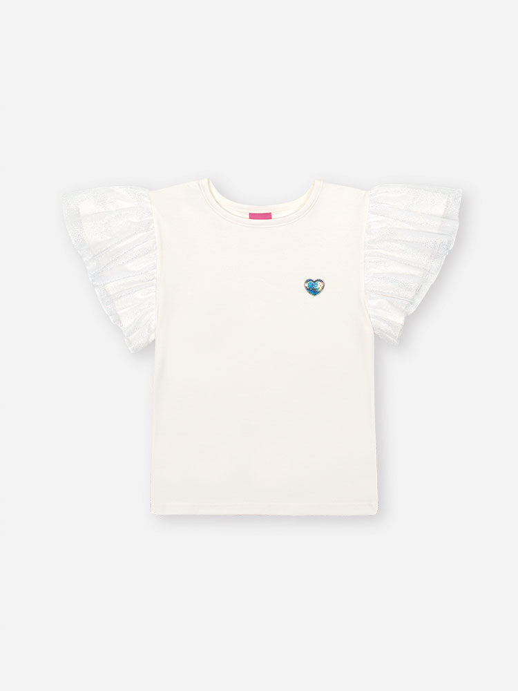 Blusa Infantil com Manga de Tule Foil