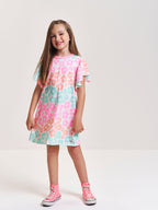 Vestido Infantil Neon Love em New Stretch Floral