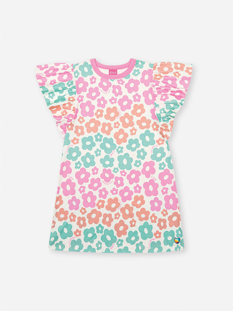 Vestido Infantil Neon Love em New Stretch Floral