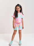 Conjunto Infantil Neon Love com Blusa Boxy e Shorts em New Stretch Floral
