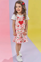 Conjunto infantil kukiê de Blusa e Salopete em Molecotton - moranguinho
