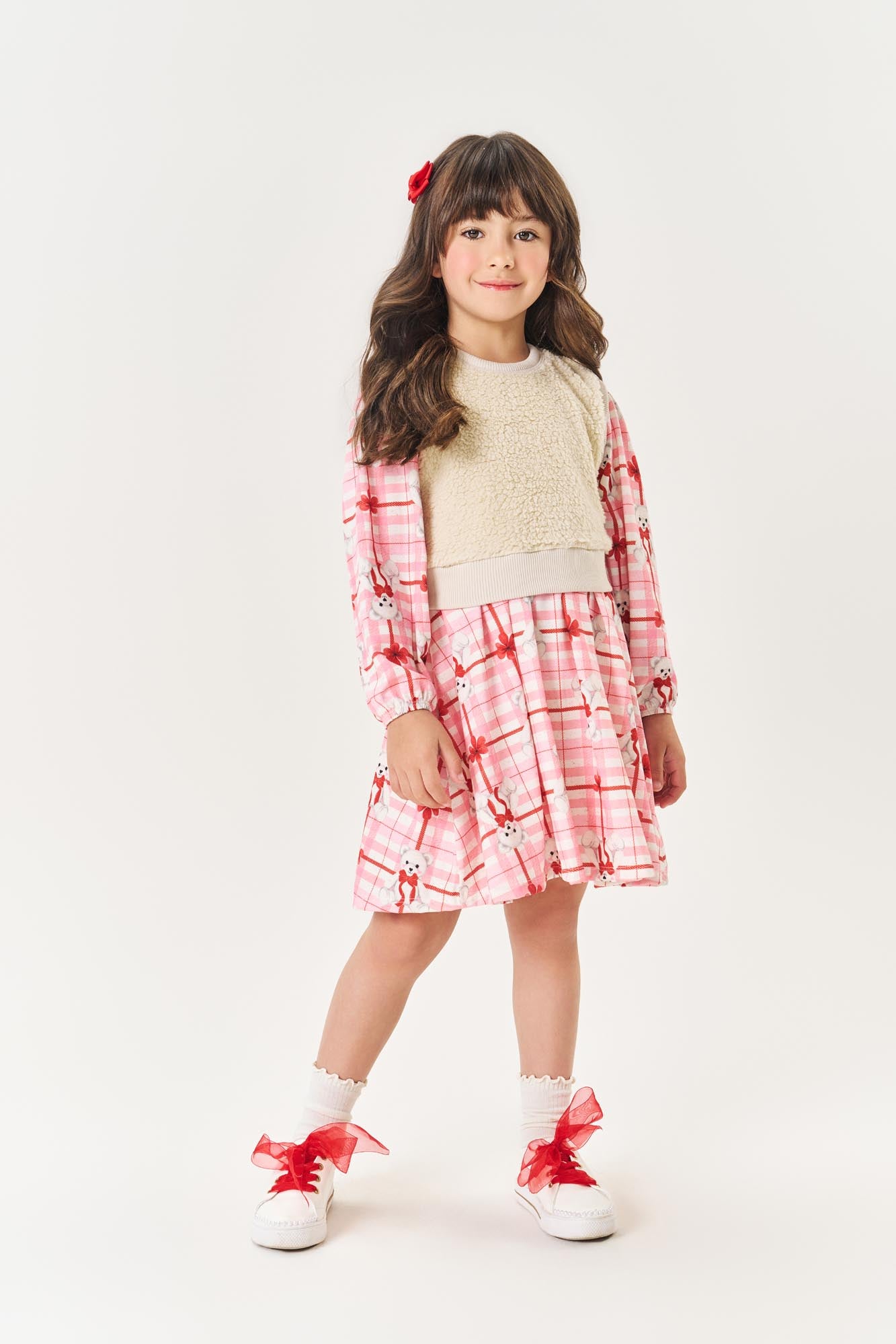 Vestido Infantil Menina Com Colete Rosa Mundo Cinti