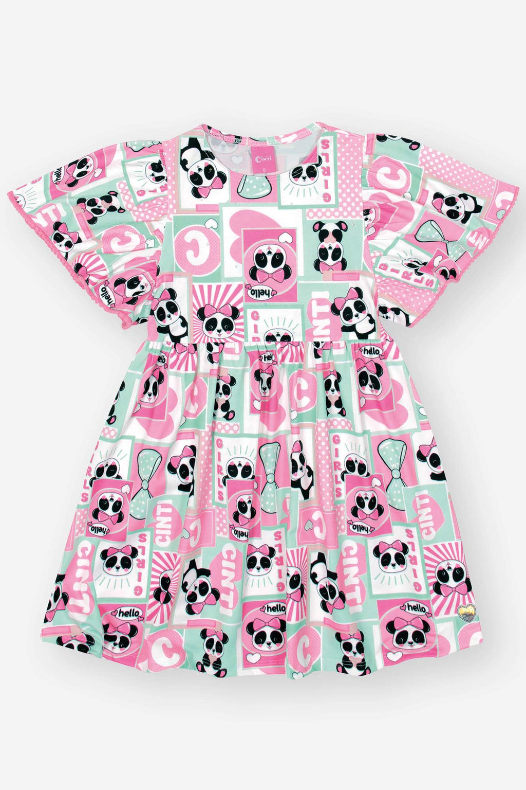 Vestido Infantil Menina Panda Rosa Mundo Cinti