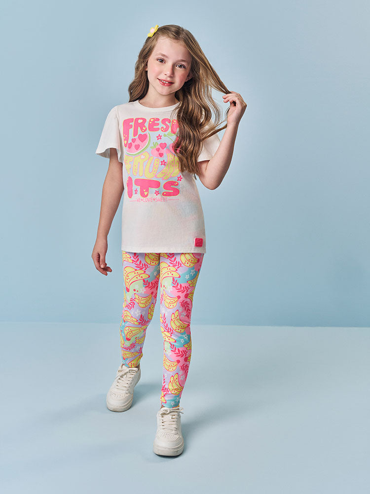 Conjunto infantil Cinti de blusa e legging frutinhas