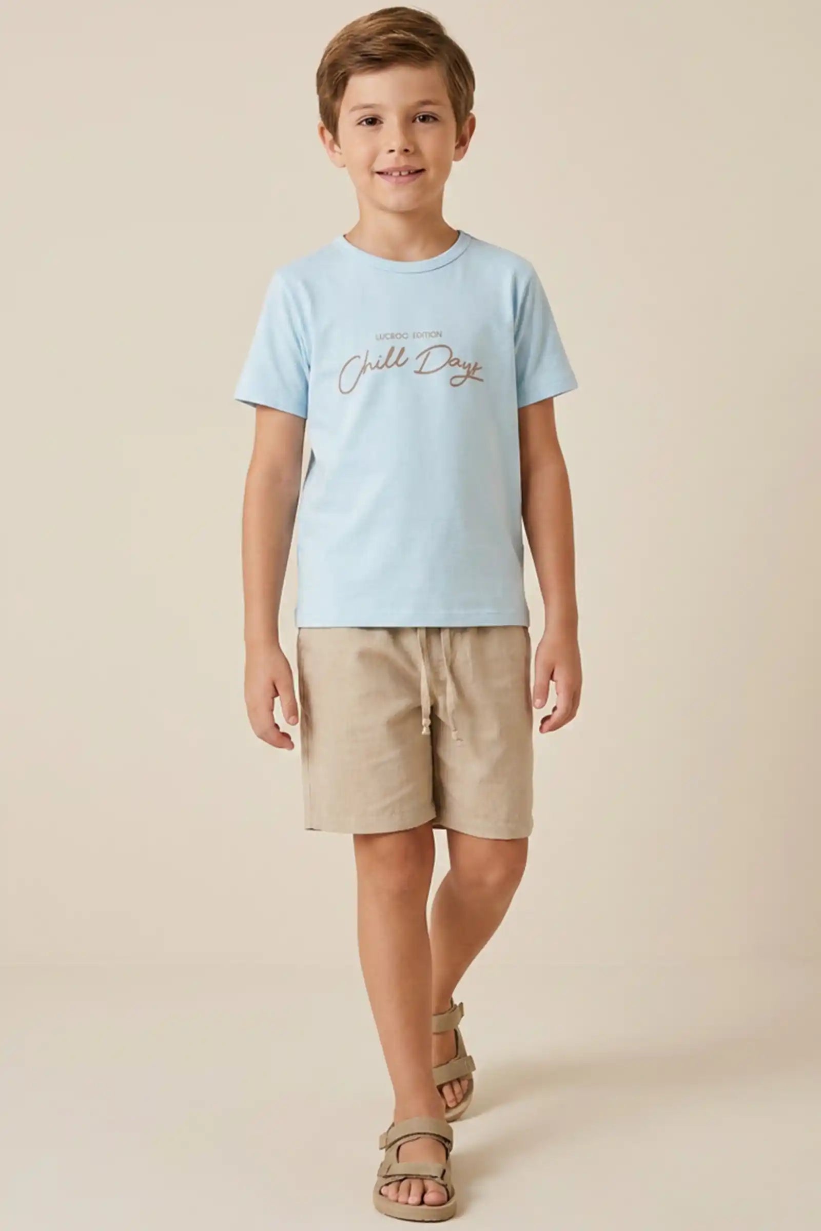 Conjunto de Camiseta em Piquet e Bermuda em Nylon