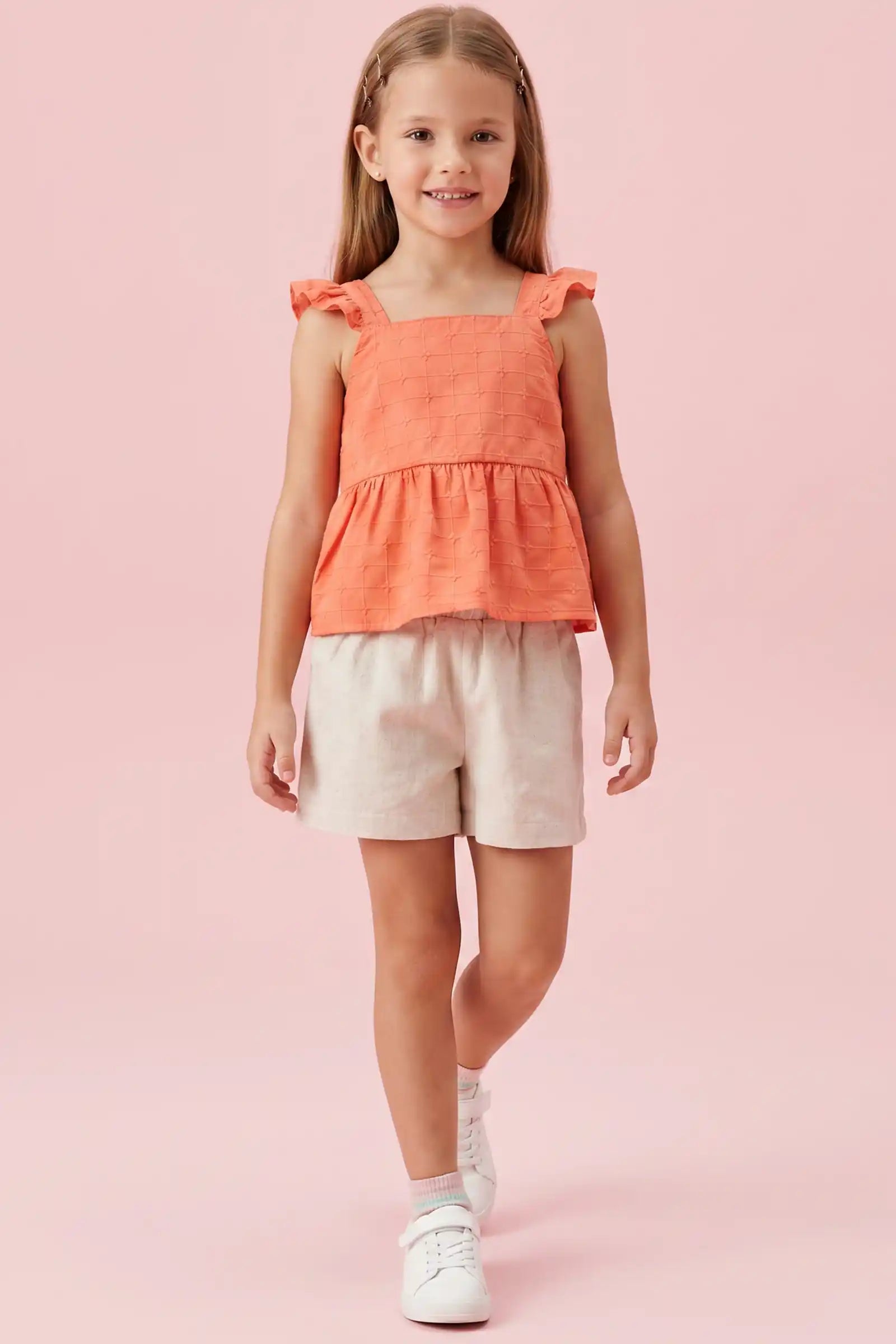 Conjunto de bata em tricoline e shorts em linho