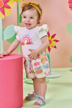 Conjunto de Body em Cotton e Shorts em Moletom sem Pelúcia Kukiê
