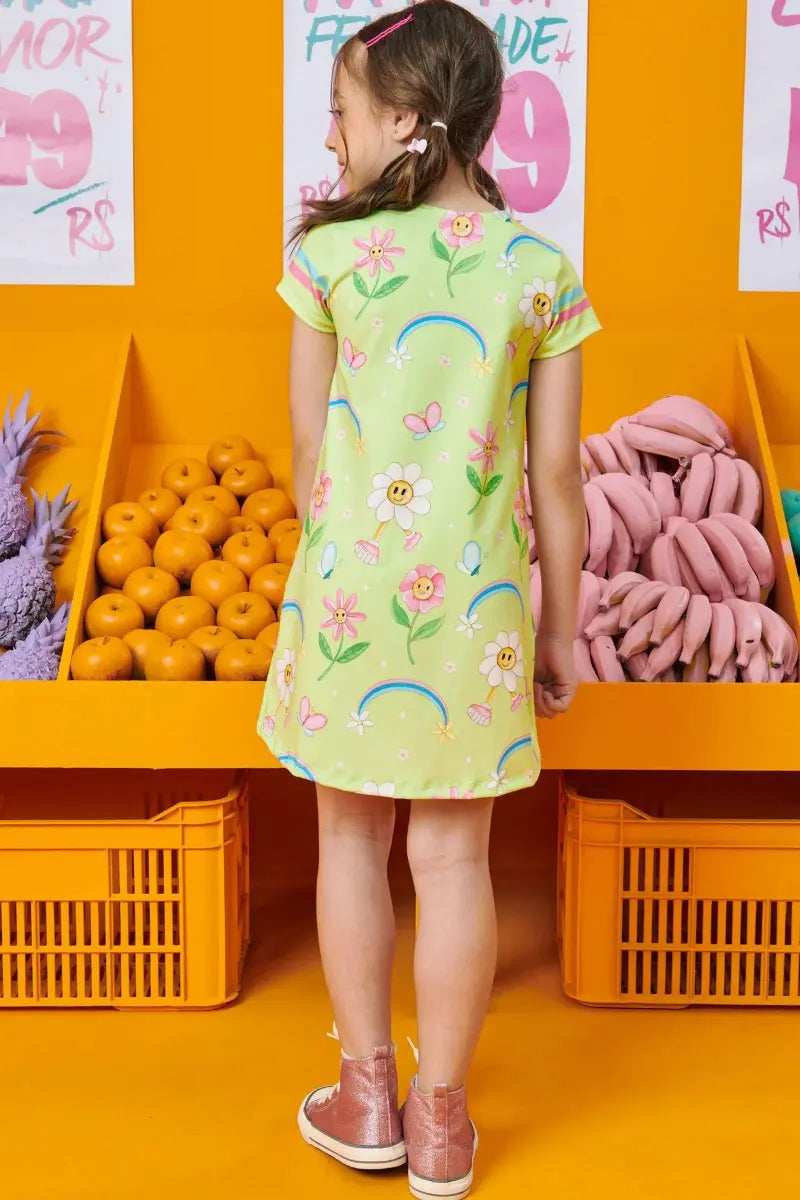 Vestido Em Neo Fresh Ursinhos Flor Borboleta 66105 Kukiê