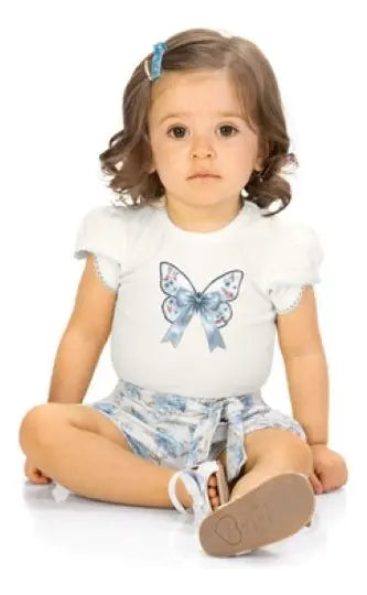 Conjunto Bebê Menina Body E Shorts Verão Milon