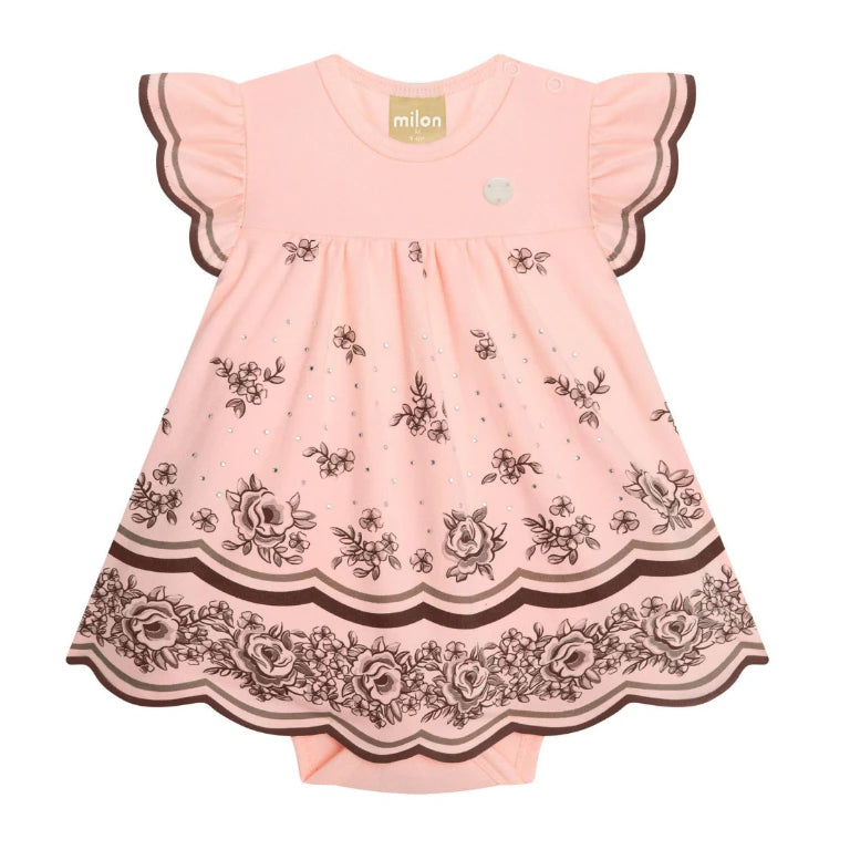 Vestido Bebê com body interno em cotton Milon
