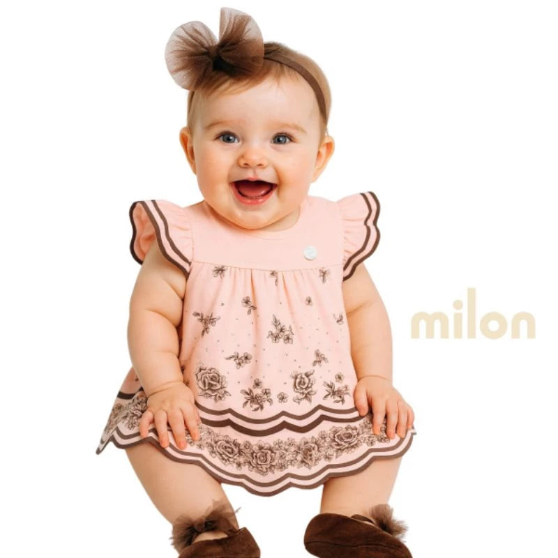 Vestido Bebê com body interno em cotton Milon