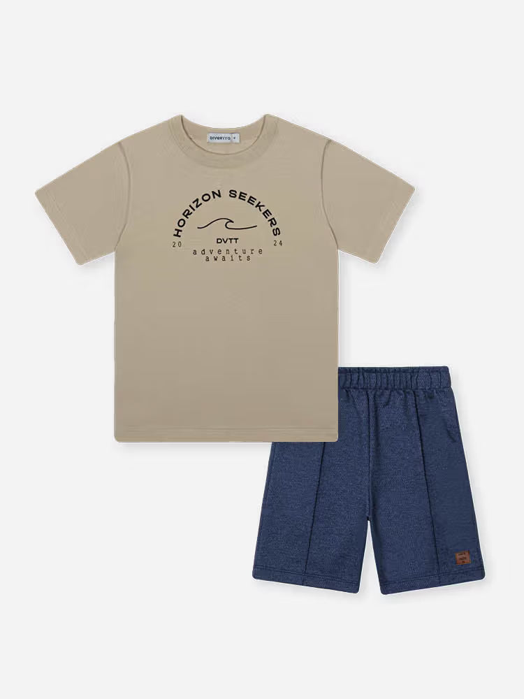 Conjunto Infantil Horizon Seekers com Camiseta e Bermuda Azul
