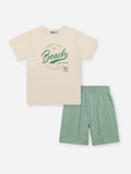 Conjunto Infantil Beach com Camiseta e Bermuda de Linho Olive