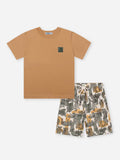 Conjunto Infantil Menino Camiseta e Bermuda Estampa Savana Belga