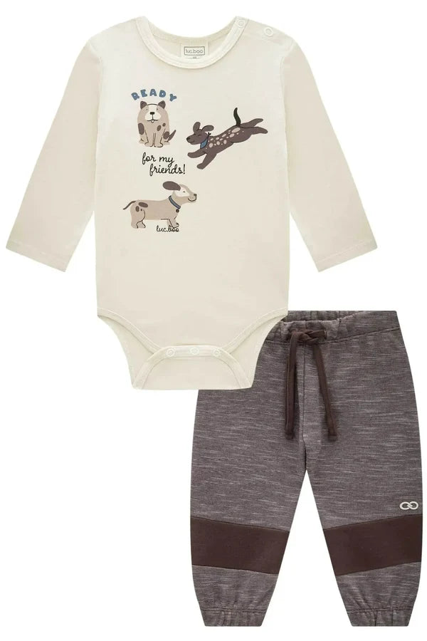 Conjunto de Body em Cotton e Calça Jogger